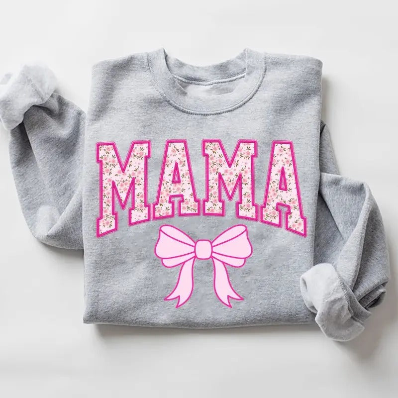 Coquette Mama Design Sweater, Mama Gift Sweater, Pink Mama, Soft Girl Era, Pink Bow Sweater, Aesthetic, Coquette Shirt...
