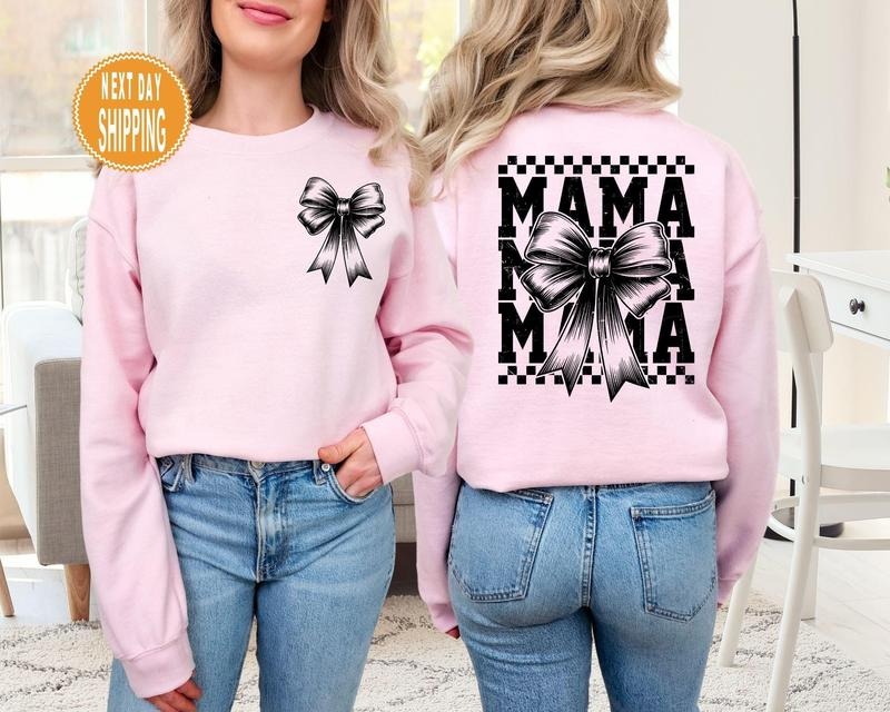 Coquette Mama Coquette Bow Hoody Mom Girl Mama Baby Shower Expecting Pregnancy Reveal T-Shirts, Hoodie, Sweatshirt