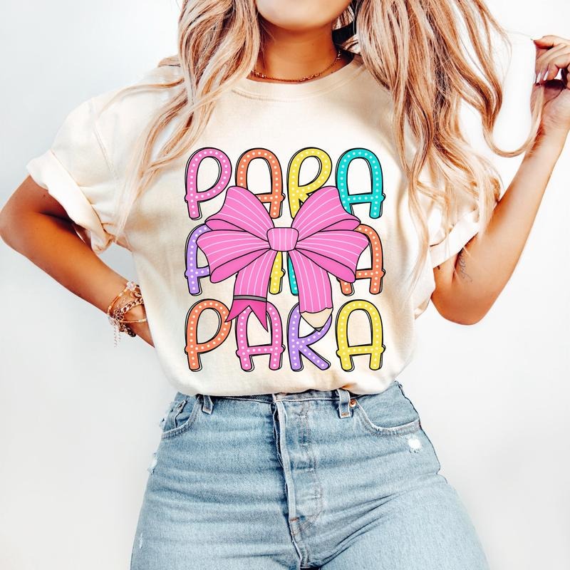 Coquette Para T-Shirt, Back to School T-Shirt, Teacher Appreciation Gift, Bright Doodle Dots, First Day of School...