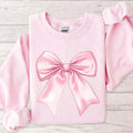 Coquette Pink Bow Sweatshirt, Love Toile de Jouy Pink Bow Sweatshirt, Fancy Chinoiserie Print Shirt, Coquette Aesthetic...