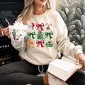 Coquette Santa Christmas Sweatshirt, Vintage Merry Christmas Tee Shirt, Merry Christmas Coquette Sweater, Women Xmas...
