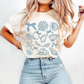 Coquette Seashell Coastal Beach Shirt, Retro Summer Vibes Tee, Summer Coquette Bow Shirt, Vintage Summer Girls Trip Gift...