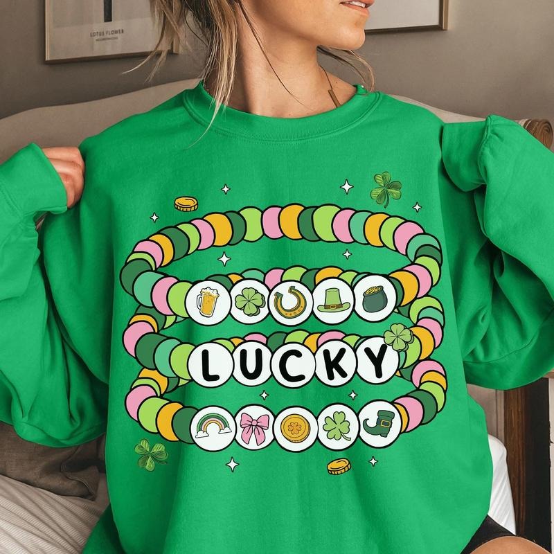 Coquette St. Patrick's Day Sweatshirt - Cute Shamrock Bow Clover Sweater for Women, Aesthetic St. Patty's Day Pullover...