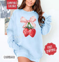 Coquette Strawberry Comfort Colors Sweatshirt, Fruit Summer Sweater, Cute Women's Crewneck T-Shirts, Hoodie | GrindPrints.com