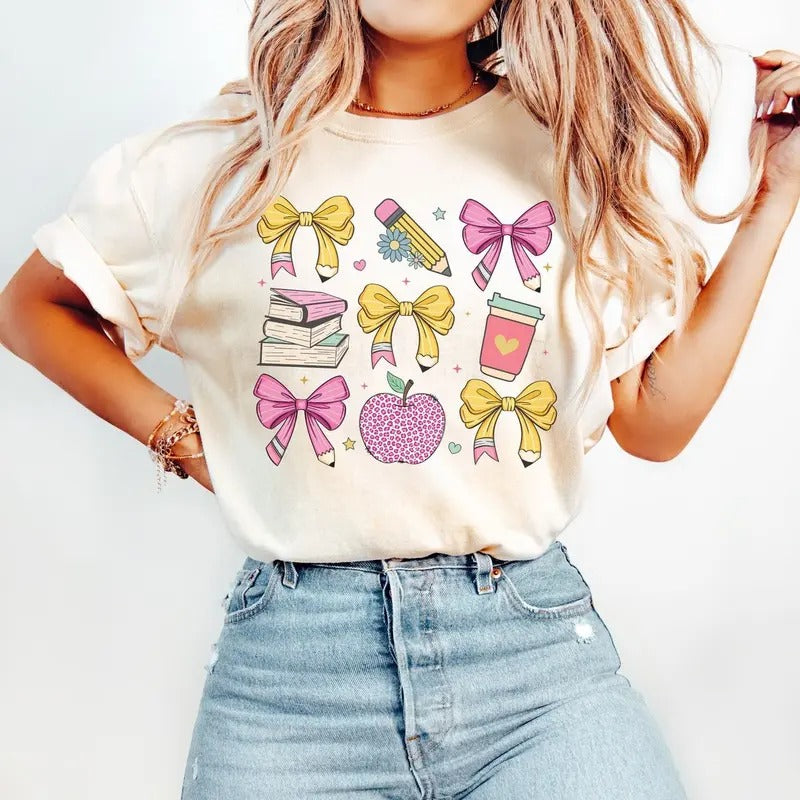 Coquette Teacher Shirt, Comfort Colors Teacher Tee, Back to School, Cute Teacher Gift, 1st Day of School, Teacher...
