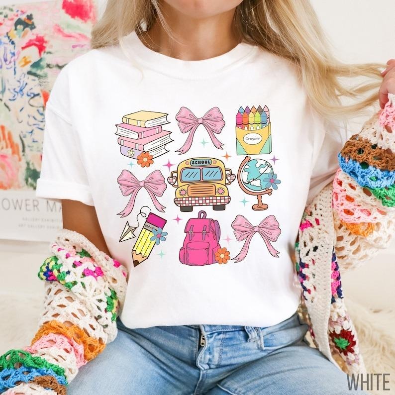 Coquette Teacher Shirt, Cute Back To School Shirt,Elementary Teacher Tee,Coquette Pink Bow Tees,New Teacher Tee,Teacher...