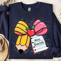 Coquette Teacher Shirt, Personalize Teacher's Name, Teacher Pencil Coquette Bow, Back to School, Teacher Appreciation...