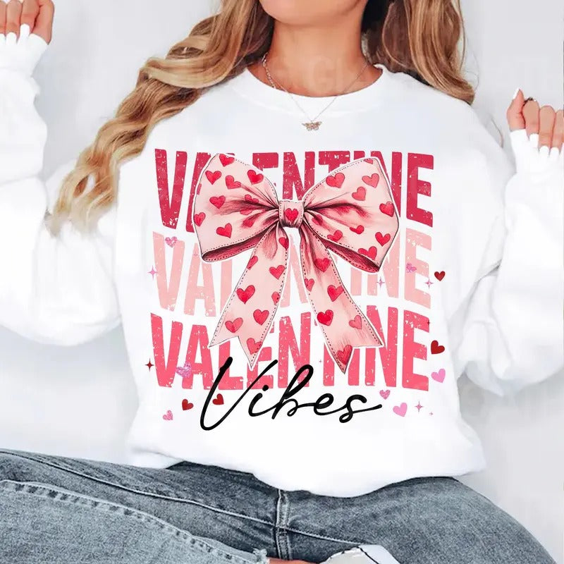 Coquette Valentine Crewneck Shirt - Vintage Brushstroke Sweatshirt - Cotton, Fabric Hoodie | GrindPrints.com