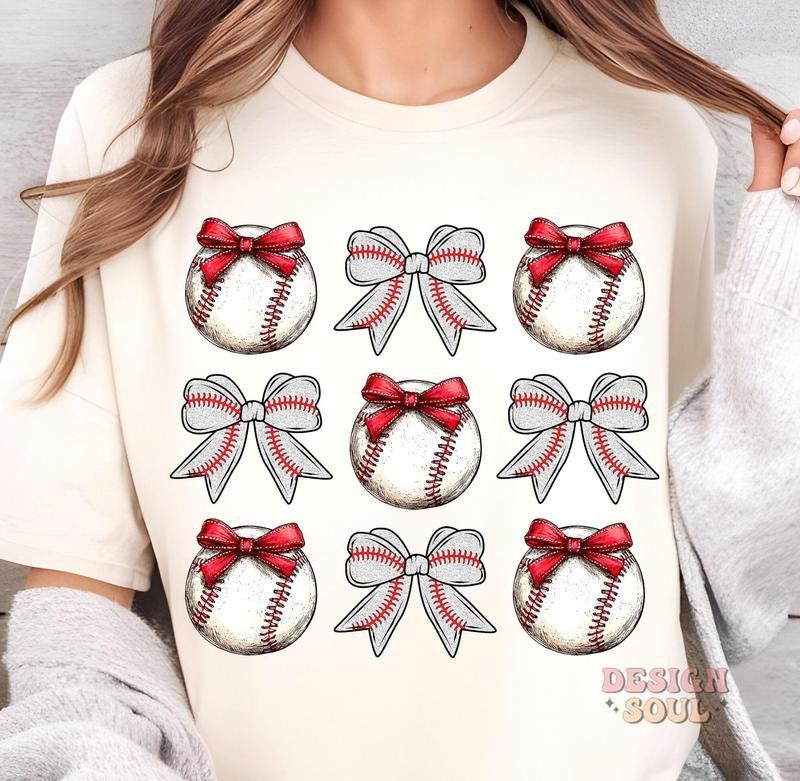 Coquette baseball T-Shirt, game day T-Shirt, baseball bow T-Shirt, baseball mama Shirt, checkered baseball T-Shirt...