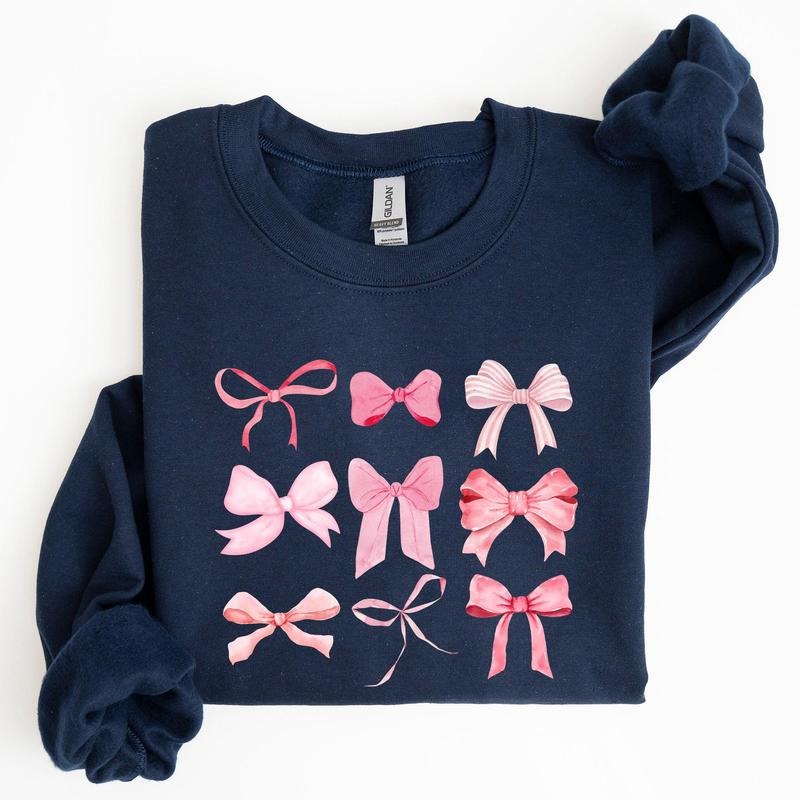 Coquette, Pink Bows, Trend, Girly, Soft Girl Era Sweatshirt, Women's Crew Neck, Crewneck T-Shirts, Hoodie | GrindPrints.com