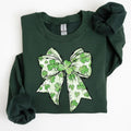 Coquette, St. Paddy's Day Bow, Clover, Lucky, Irish, Lucky Charm, St Patrick's Day Sweatshirt, Crew Neck, Women's,...
