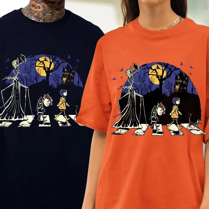 Coraline Abbey Road shirt, Coraline horror movies tshirt, Horror Character Shirt, Halloween Crewneck Sweatshirt Hoodie