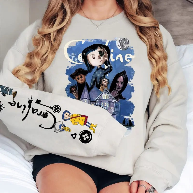 Coraline Best For Coraline Movie Sweatshirt, Vintage Halloween Movie Hoodie T-Shirts | GrindPrints.com