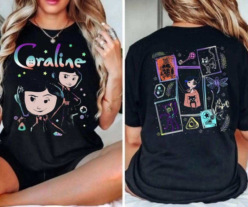 Coraline Dool Spooky Movie Shirt, Fantasy Film Tshirt, Cartoon Youth-shirt, Retro Minimalist Hoodie, Birthday Gifts for...