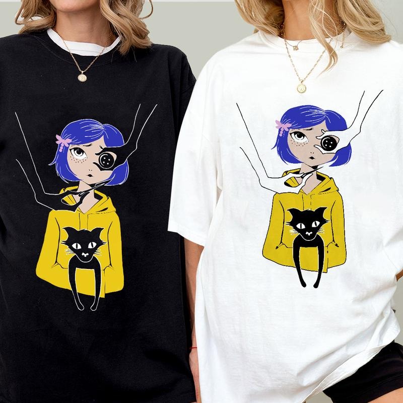 Coraline Eyes Button shirt, Coraline horror movies tshirt, Horror Character Shirt, Halloween Crewneck Sweatshirt Hoodie