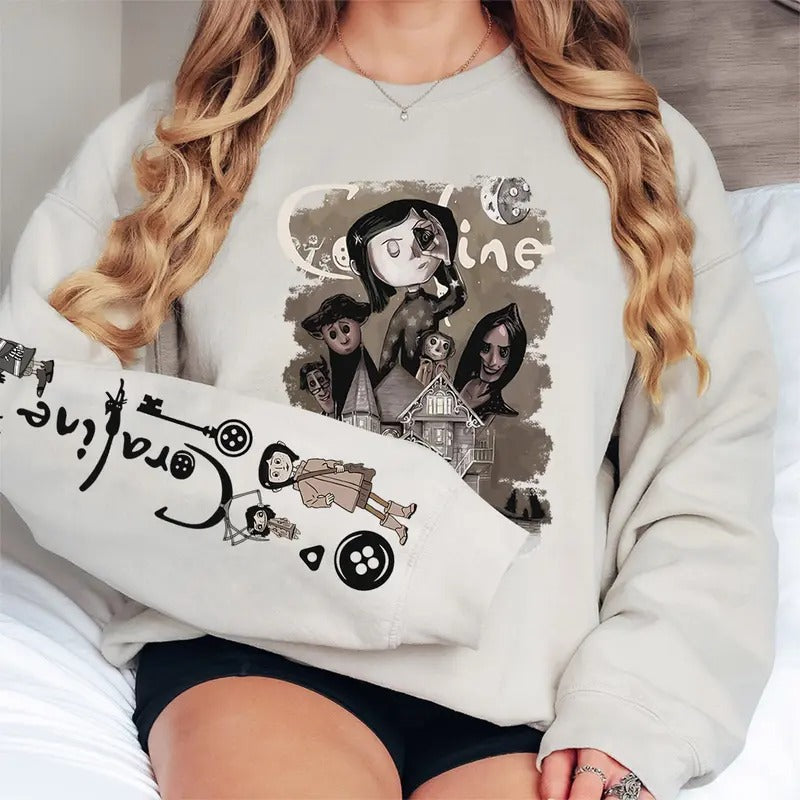Coraline Movie Hoodie, Funny Shirt 2024, Coraline Movie Vintage Retro Horror T-Shirt, Coraline Sweatshirt | GrindPrints.com