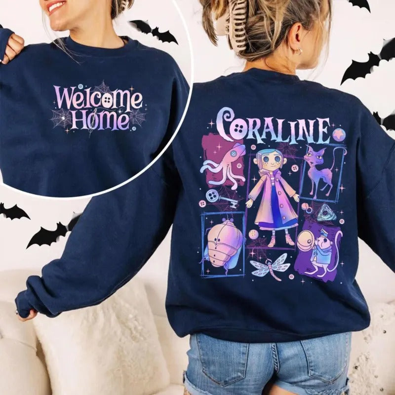 Coraline Movie Shirt, Coraline Doll Sweatshirt, Horror Film Shirt Cartoon Movie Shirt, Coraline Fan Tee Hoodie
