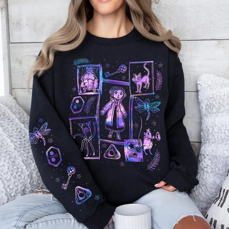 Coraline Three Ghost finding Tunnel color inspired Sweatshirt Hoodie, Coraline Fantasy movies tshirt, Horror Character...