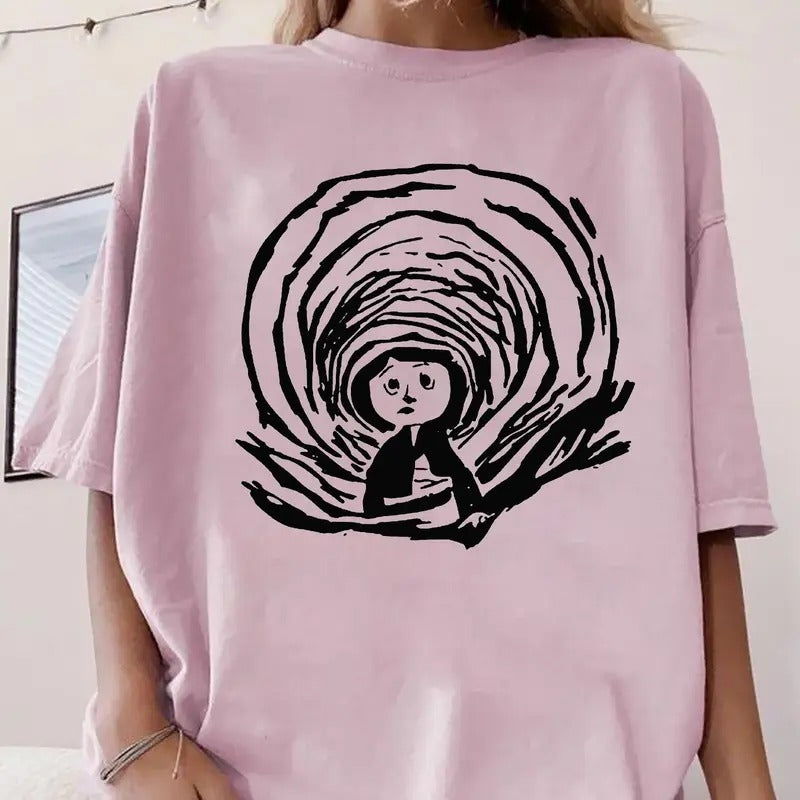 Coraline abstract vintage movies shirt, famous horror movies tshirt, Horror Character Shirt, Halloween Crewneck...