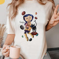 Coraline and Cat Tshirt, TV Show 2000s Nostalgia Tim Burton Crewneck Sweashirt, Halloween Pink Palace Movie Cartoon...