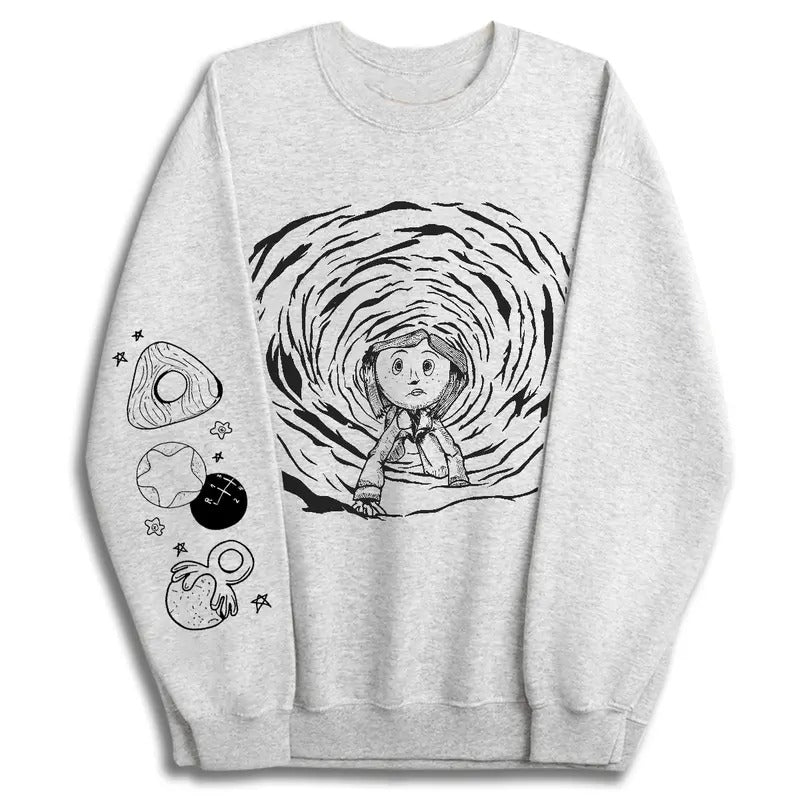 Coraline in Other World Sweatshirt, Three Eyes of Children Ghost Shirt, Coraline Horror Movies Hoodie, Christmas Hallowen...