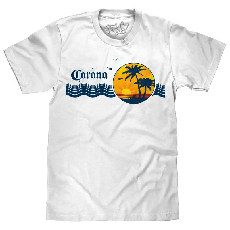 Corona Beer Palm Tree T-Shirt - White Hoodie, Sweatshirt | GrindPrints.com