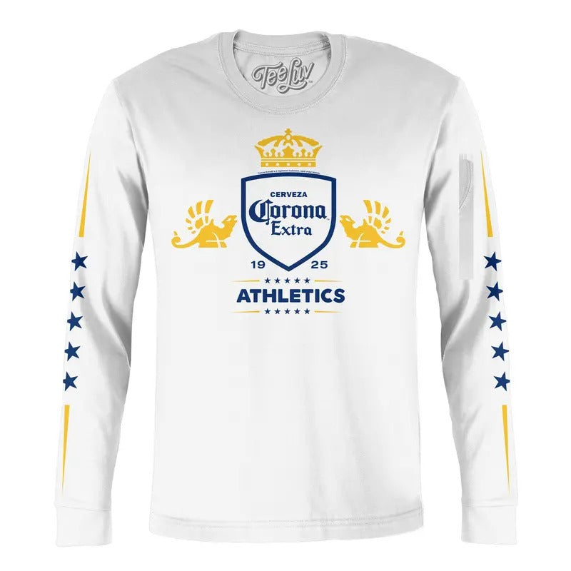 Corona Extra Athletics Stars Long Sleeve T-Shirt - White Hoodie, Sweatshirt | GrindPrints.com
