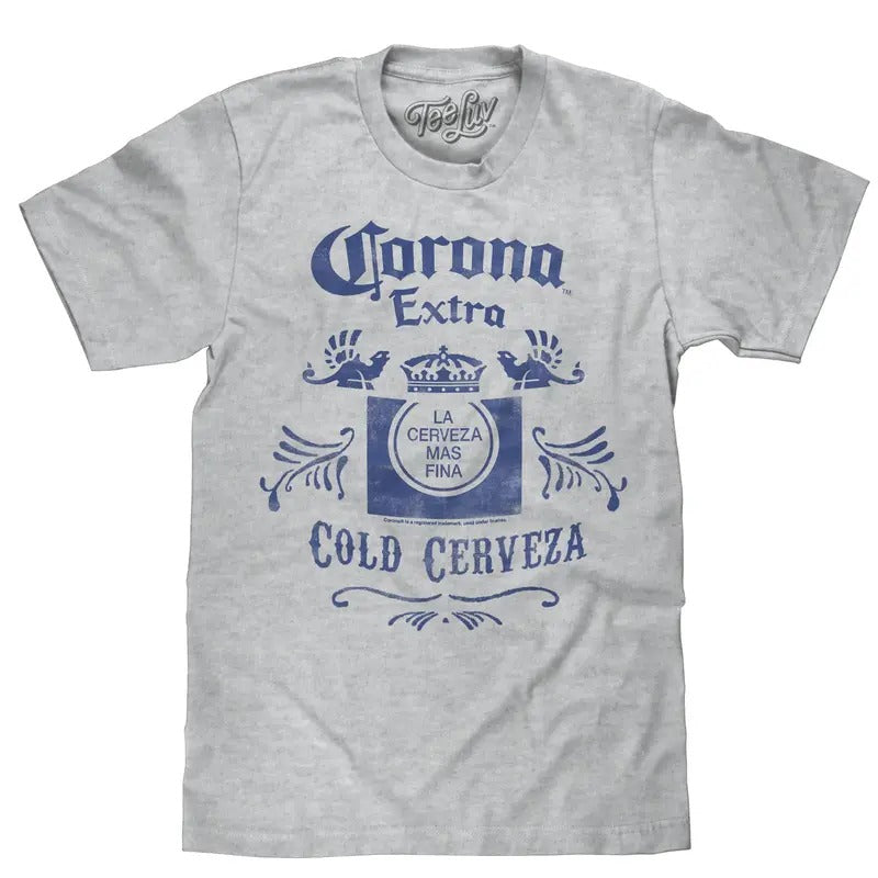 Corona Extra Cold Cerveza Crown Logo T-Shirt - Athletic Gray Heather Hoodie, Sweatshirt | GrindPrints.com