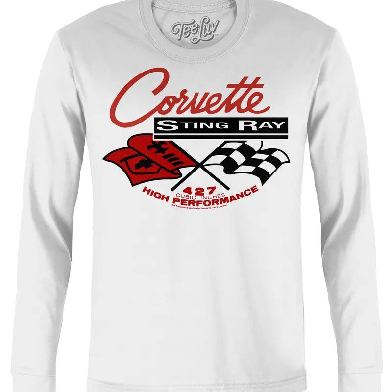 Corvette Stingray Long Sleeve T-Shirt - White graphic tee Hoodie, Sweatshirt | GrindPrints.com