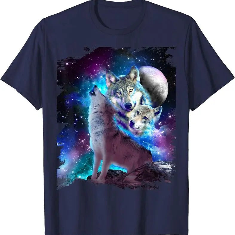 Cosmic Space Wolf Wolves Family Howling At Moon T-Shirt Hoodie, Sweatshirt | GrindPrints.com