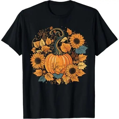 Cottagecore Pumpkins Sunflowers Fall Vibes men's Graphic T-Shirt Made in USA Hoodie, Sweatshirt | GrindPrints.com