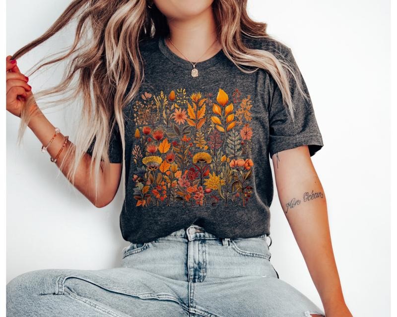 Cottagecore T-Shirt Granola Girl Boho Wildflower Shirt Botanical Shirt Cottage Core Shirt Goblincore Shirt Fairycore...