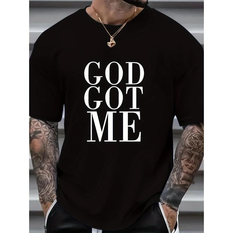 [Cotton  Graphic Tee] 100% Cotton  Men's God Got Me Graphic Tee - Comfortable Durable Stylish Casual Clothing