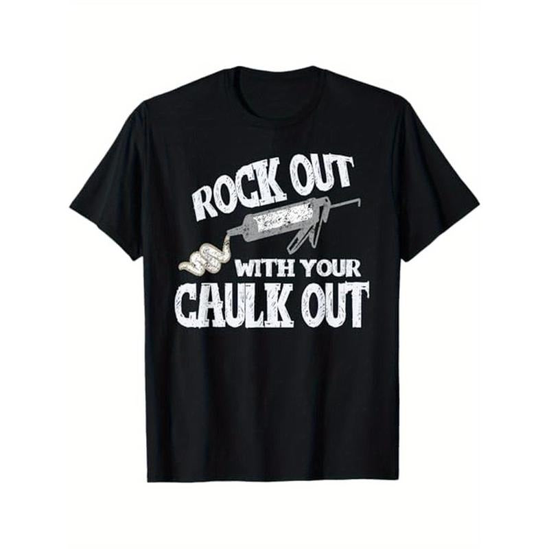 [Cotton Construction Worker Tee] 100% Cotton Rock Out With Your Caulk Out Construction Worker TShirt - Gift T-Shirt for...
