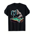 [Cotton Graphic T-Shirt] 100% Cotton Men's Fun Sasquatch Pool Player Graphic T-Shirt