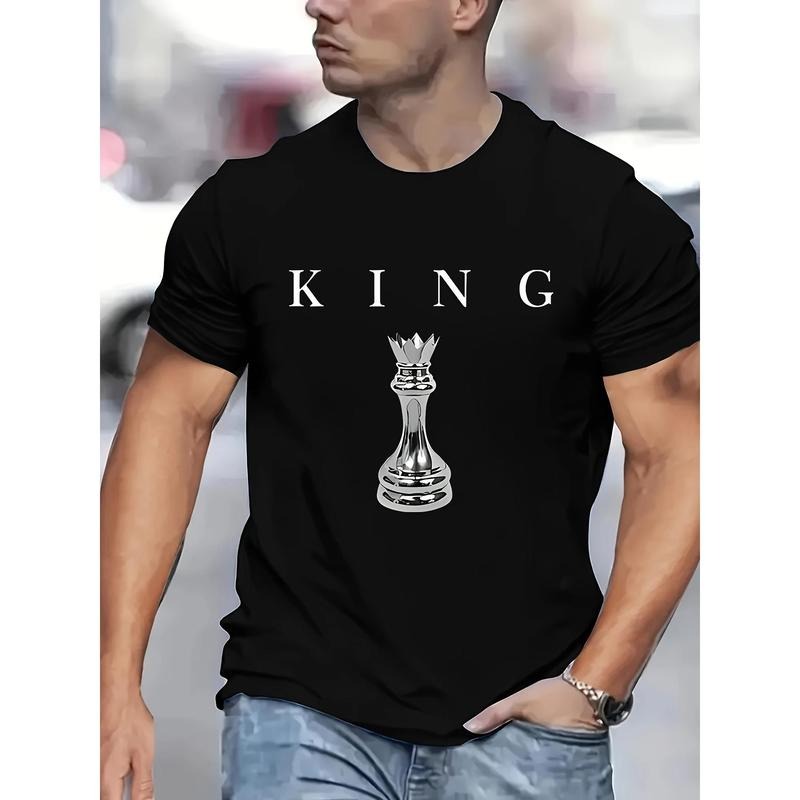 [Cotton King Letter T-shirt] 100% Cotton, Summer Short-Sleeved 1 pc King Letter Printed T-shirt, Women's Casual Round...