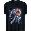 Cotton Wolf 4th Of July American Flag Howling Wolves Under Moon T-Shirt Made in USA Hoodie, Sweatshirt | GrindPrints.com