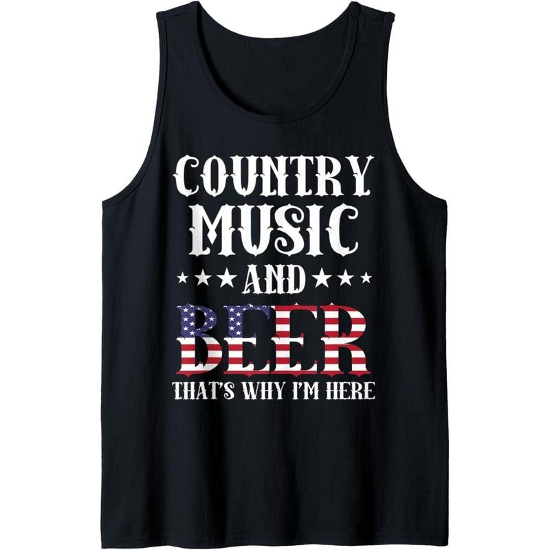 Country Music And Beer That's Why I'm Here Patriotic Tank Top T-Shirts, Hoodie, Sweatshirt | GrindPrints.com