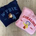Couple Coraline and Wybie Embroidered Sweatshirt, Halloween Coraline Shirt, Spooky Movie Shirt, Horror Shirt, Halloween...