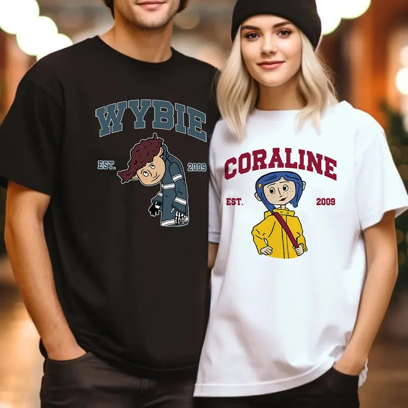 Couple Hooide, Wybie and Coraline Couple Couple Sweatshirt, Cute Coraline T-Shirt, Valentine Movie Hoodie Shirt, Coraline...