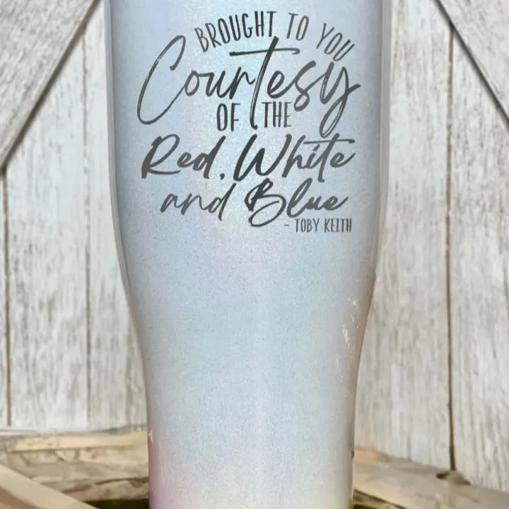 Courtesy Of The Red, White, And Blue Cursive Tumbler T-Shirts, Hoodie, Sweatshirt | GrindPrints.com