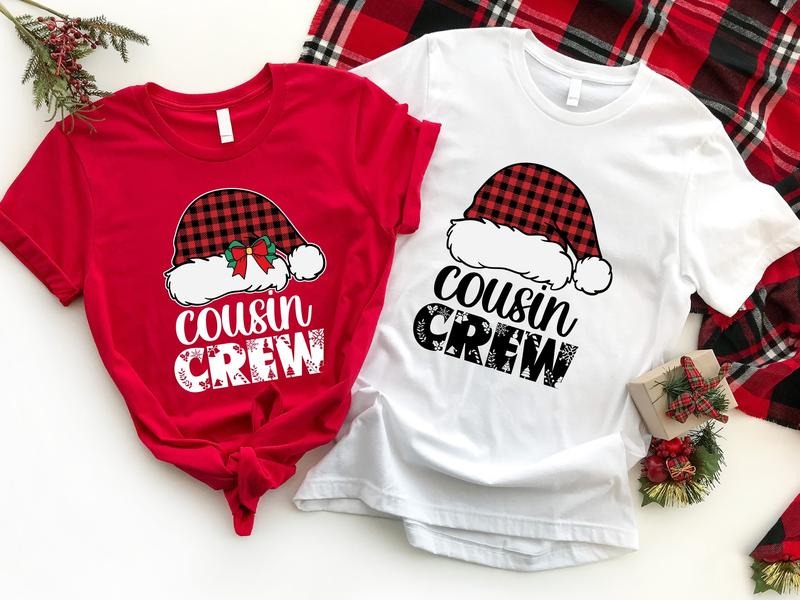 Cousin Crew Hat Christmas Shirt, Matching Cousin Squad X-mas Tee, Family Holiday Trip Gift Shirt, Christmas 2023 Tee....