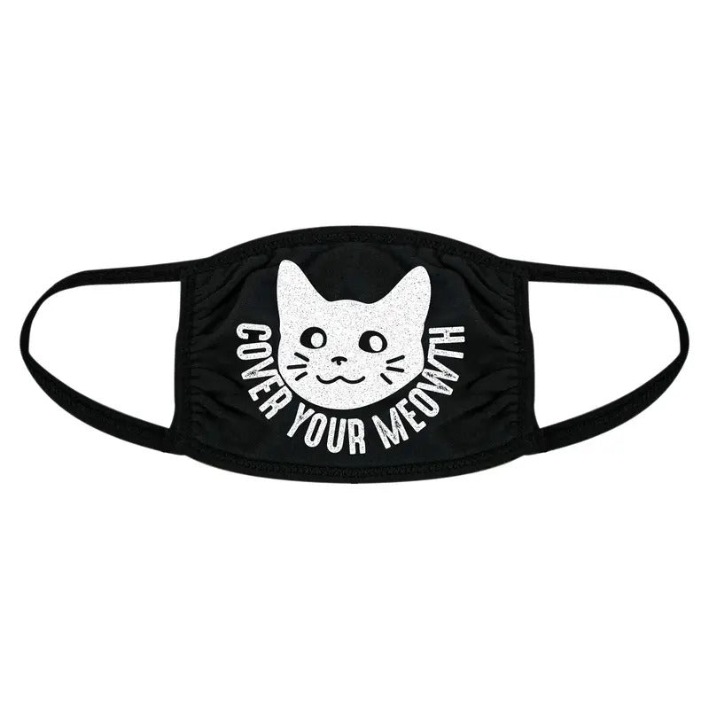 Cover Your Meow Face Mask Funny Crazy Cat Lady Graphic Novelty Nose And Mouth Covering Funny Masks for Adults Funny Cat ...