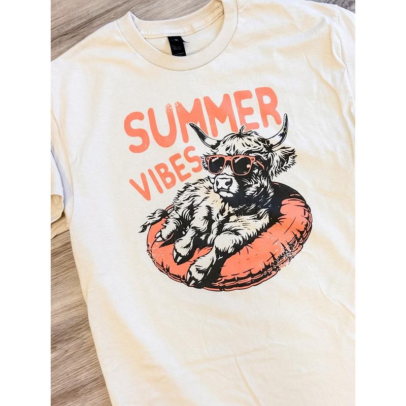 Cow Summer Vibes Graphic Top T-Shirts, Hoodie, Sweatshirt | GrindPrints.com