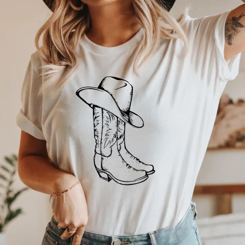 Cowboy Boots Knockin Country Vintage Cowgirl Boots Unisex Shirt, BOHO Boots Cowboy Gift T-Shirt Hoodie, Sweatshirt