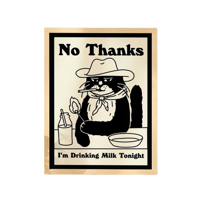 Cowboy Cat Print, Retro Drink Poster, Cowboy Cat Milk Posters, Bar Decor Poster, Gifts For Her Sister Bedroom Decor,...