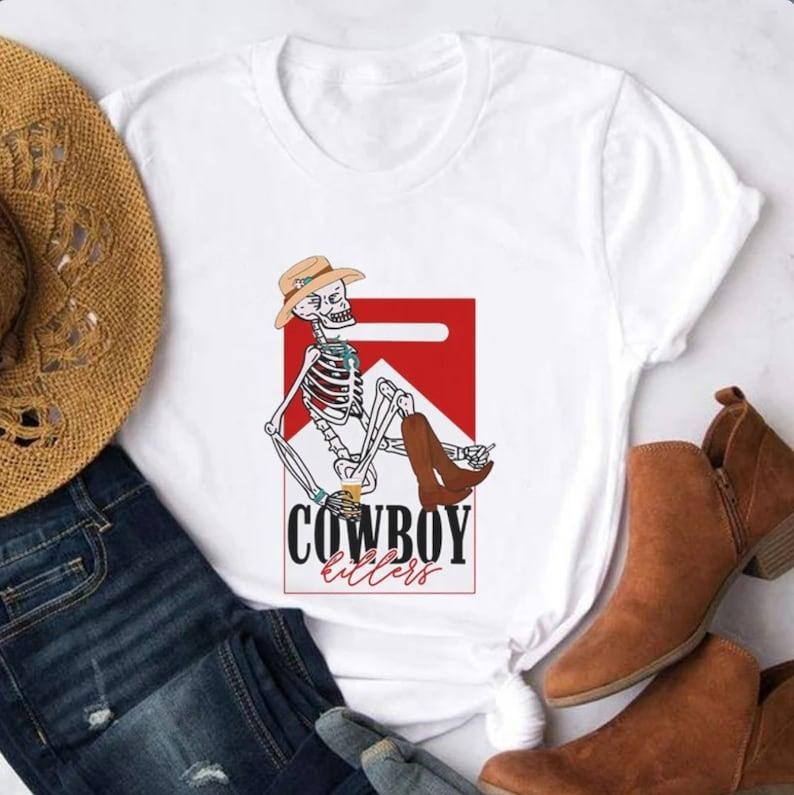 Cowboy Killers Graphic T-Shirt | Country Girl Tee, Vintage Tee, Boho Shirt Skeleton Cowboy marlboro shirt funny skeleton ...