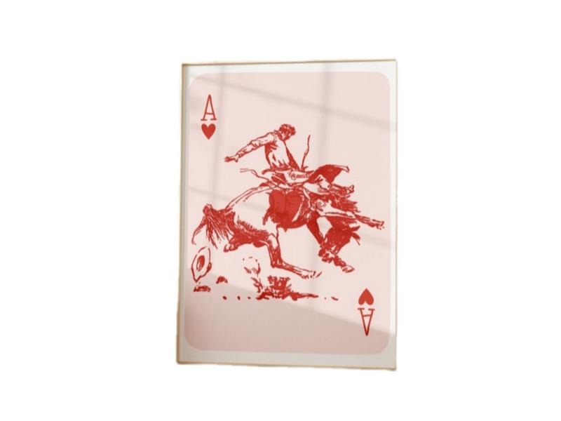 Cowboy Playing Card Cowboy, Rodeo Cowboy, Western Print, Cowgirl Western Aesthetic, Western Decor, Preppy Pink Art, Gifts...