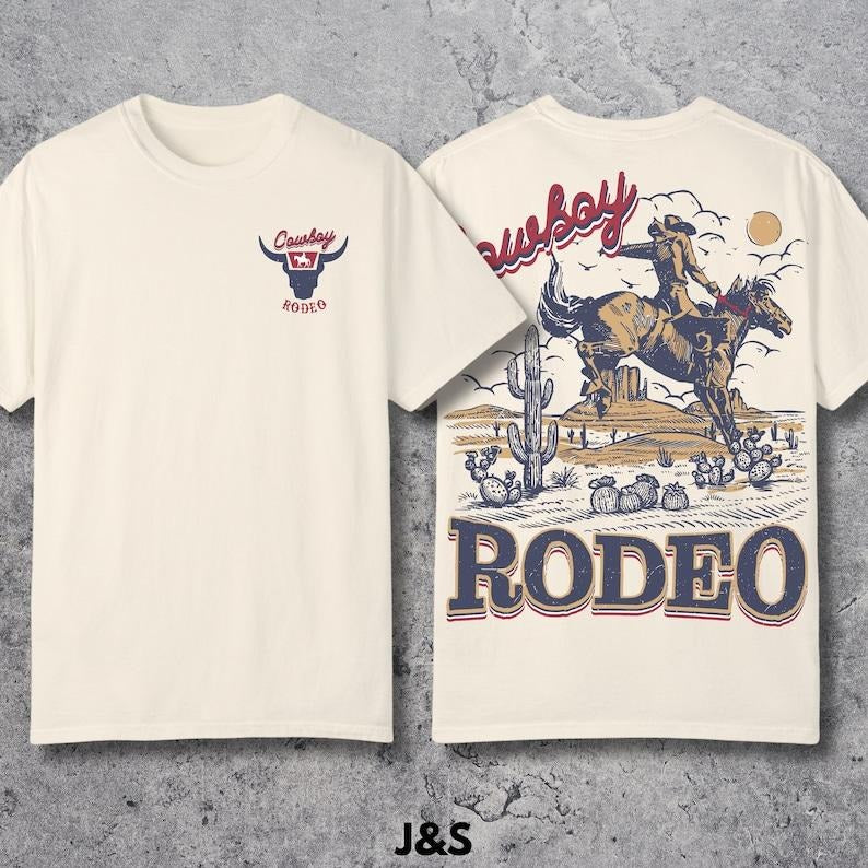 Cowboy Rodeo Vintage Graphic T-Shirt, Retro Cowboy Shirt, Oversized Rodeo T-Shirt, Vintage  T-shirt, sweater  Hoodie...