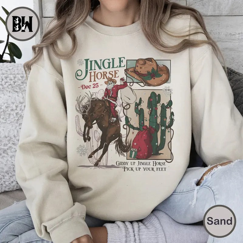 Cowboy Santa Giddy Up Jingle Horse Western Cowgirl Long Live Cowgirl Western Xmas T-Shirts, Hoodie, Sweatshirt